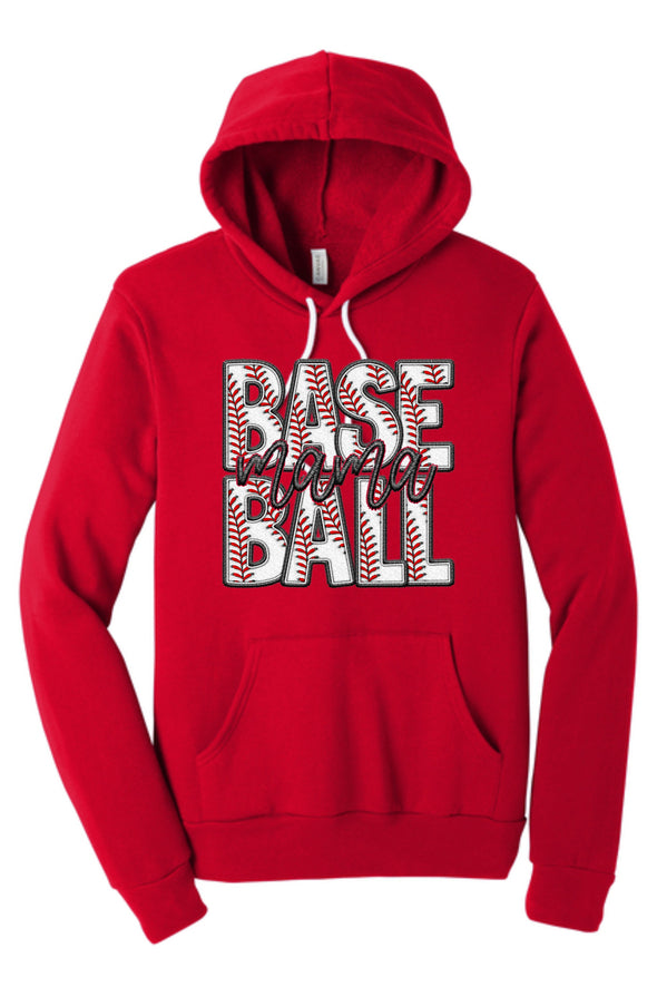 Baseball Mama Faux Embroidery Hoodie